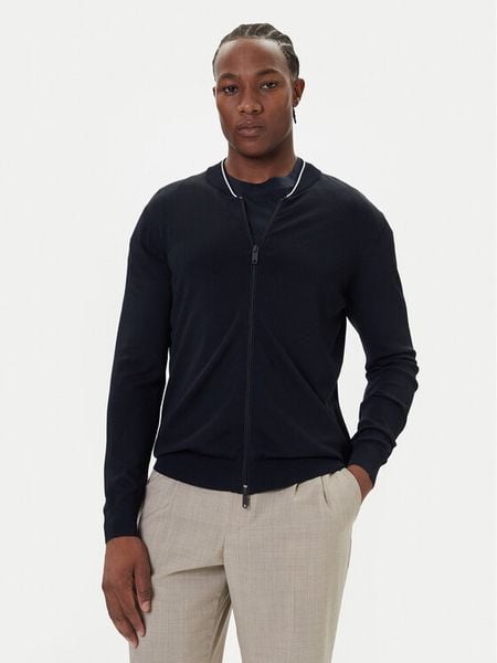 Bugatti Sweter 7600-85570D Granatowy Regular Fit. Niebieskie swetry rozpinane Bugatti, m, bez wzorów, z syntetyku, bez kołnierzyka, bez ramiączek. Za 359.99 zł.