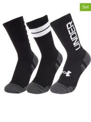 Under Armour Skarpety sportowe (3 pary) "Perf Tech" w kolorze czarnym rozmiar: L. Czarne skarpetki sportowe Under Armour, bez wzorów, z materiału. Za 61.89 zł.
