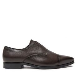 Półbuty BOSS. Brązowe eleganckie półbuty Boss, bez wzorów, bez obcasa, bez zapięcia. Za 609.99 zł.