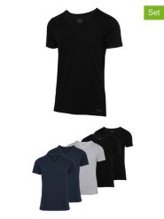 Fila Koszulki (5 szt.) w kolorze czarnym, granatowym i szarym rozmiar: XL. Czarne bezrękawniki Fila, xl, bez wzorów, bez kołnierzyka, bez ramiączek. Za 187.99 zł.