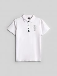 4F Koszulka polo regular męska - biała XXL. Białe koszulki polo 4F, m, bez wzorów, z bawełny, bez kołnierzyka, bez ramiączek. Za 129.99 zł.