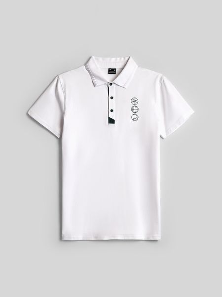 4F Koszulka polo regular męska - biała XXL. Białe koszulki polo 4F, m, bez wzorów, z bawełny, bez kołnierzyka, bez ramiączek, tenisowe. Za 129.99 zł.