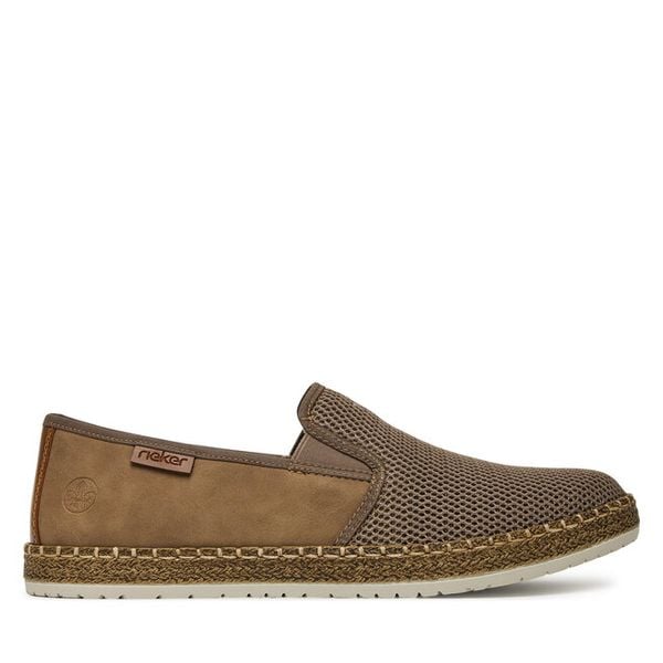 Półbuty Rieker. Brązowe eleganckie półbuty Rieker, bez wzorów, bez obcasa, bez zapięcia. Za 319.99 zł.