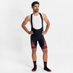 Spodenki rowerowe na szelkach męskie Rogelli Hero II. Czarne spodenki rowerowe Rogelli, m, bez wzorów, z elastanu, rowerowe. Za 455.00 zł.