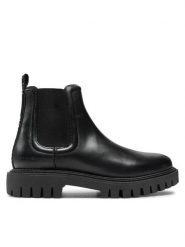 Tommy Hilfiger Sztyblety Chunky FM0FM05197 Czarny. Czarne botki sznurowane Tommy Hilfiger, bez wzorów, ze skóry, bez obcasa, bez zapięcia. Za 849.99 zł.
