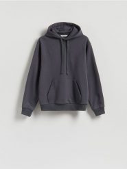 Bluza regular z kapturem - ciemnoszary. Szare bluzy z kapturem Reserved, l, bez wzorów, z bawełny, z kapturem. Za 129.99 zł.