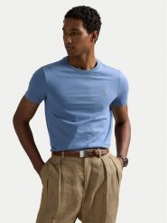 Polo Ralph Lauren T-Shirt 710671438430 Błękitny Custom Slim Fit. Niebieskie koszulki polo Polo Ralph Lauren, l, bez wzorów, z bawełny, bez kołnierzyka, bez ramiączek. Za 339.99 zł.