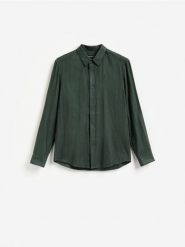 Koszula slim fit z bawełną - morski. Zielone koszule Reserved, l, bez wzorów, z bawełny, bez kołnierzyka, bez ramiączek. Za 119.99 zł.