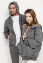 Ciemnoszara Bluza z Kapturem i Ściągaczami Flattera. Szare bluzy Born2be, l, bez wzorów, z kapturem. W wyprzedaży za 110.49 zł.
