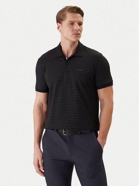 BOSS Polo 50554591 Czarny Regular Fit. Czarne koszulki polo Boss, m, bez wzorów, z bawełny, bez kołnierzyka, bez ramiączek. Za 519.99 zł.