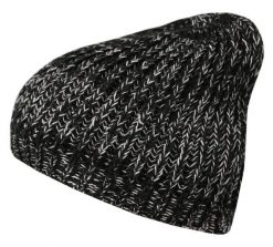 Czarna Melanżowa Jesienno-Zimowa Męska Czapka, Ciepła -Pako Jeans- Robiona na Drutach. Czarne czapki zimowe Pako Jeans, bez wzorów, z jeansu. Za 24.90 zł.
