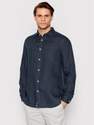 United Colors Of Benetton Koszula 5BKU5QJG8 Granatowy Regular Fit. Niebieskie koszule United Colors Of Benetton, m, bez wzorów, ze lnu, bez kołnierzyka, bez ramiączek. Za 179.99 zł.