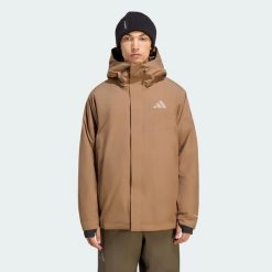 Ocieplana kurtka dwuwarstwowa Terrex Multi CLIMAPROOF. Brązowe kurtki Adidas, l, bez wzorów, z elastanu, z kapturem. Za 1,079.00 zł.