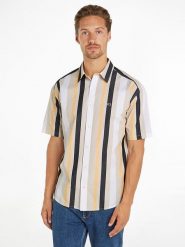 TOMMY JEANS Koszula w kolorze kremowo-czarno-białym rozmiar: M. Brązowe koszule Tommy Jeans, m, bez wzorów, z bawełny, bez kołnierzyka, bez ramiączek. Za 159.21 zł.