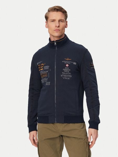 Aeronautica Militare Bluza 261FE2109UF00683 Granatowy Regular Fit. Niebieskie bluzy Aeronautica Militare, m, bez wzorów, z bawełny, bez kaptura. Za 899.99 zł.