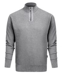 Wełniany Sweter z Wysokim Dekoltem na Zamek - Pako Jeans - Popielaty. Szare swetry rozpinane Pako Jeans, l, bez wzorów, z jeansu, bez kołnierzyka, bez ramiączek. Za 219.00 zł.