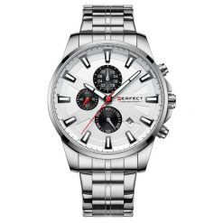 Srebrny Zegarek Męski Bransoleta Duży Solidny Perfect M503. Szare zegarki srebrne. Za 129.99 zł.