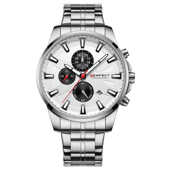 Srebrny Zegarek Męski Bransoleta Duży Solidny Perfect M503. Szare zegarki srebrne. Za 129.99 zł.