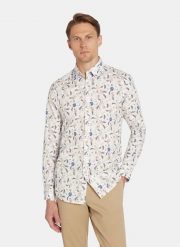 PAKO LORENTE - Biała koszula męska kwiaty. Białe koszule Pako Lorente, na jesień, m, bez wzorów, z bawełny, bez kołnierzyka, bez ramiączek. Za 199.99 zł.