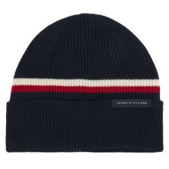 Czapka Tommy Hilfiger. Niebieskie czapki zimowe Tommy Hilfiger, bez wzorów. Za 209.99 zł.