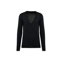 Kardigan suprima Kariban Premium. Czarne swetry rozpinane KARIBAN, m, bez wzorów, z bawełny, bez kołnierzyka, bez ramiączek. Za 248.50 zł.