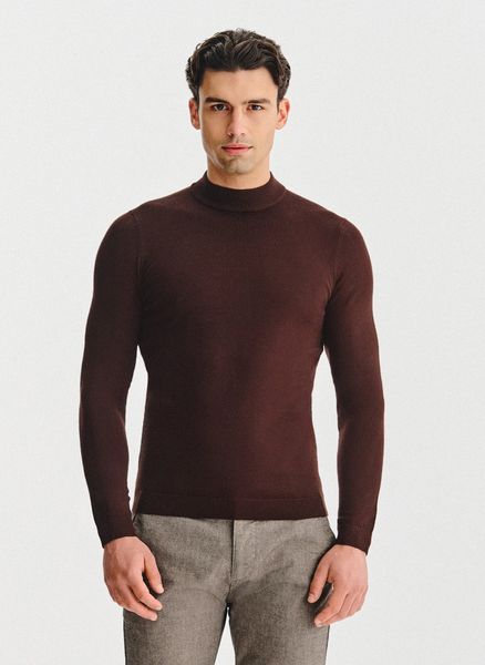 PAKO LORENTE – Brązowy półgolf męski. Brązowe swetry nierozpinane Pako Lorente, l, bez wzorów, z poliamidu, bez kołnierzyka, bez ramiączek. Za 249.99 zł.