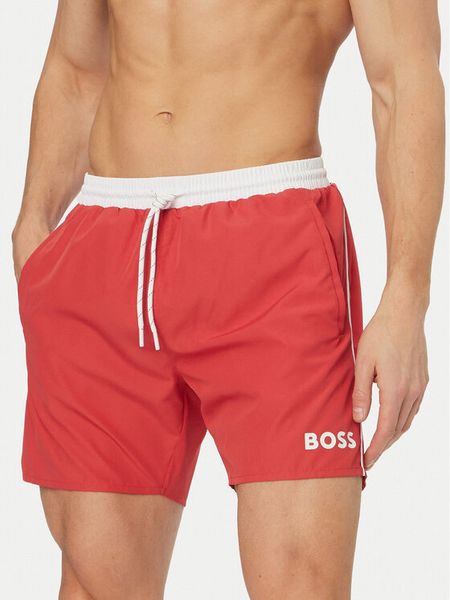 BOSS Szorty kąpielowe Starfish 50514429 Różowy ciemny Regular Fit. Czerwone kąpielówki Boss, m, bez wzorów, z syntetyku. Za 206.99 zł.