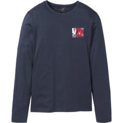Shirt z długim rękawem i nadrukiem bonprix ciemnoniebieski z nadrukiem. Bluzki z długim rękawem marki bonprix. Za 49.99 zł.