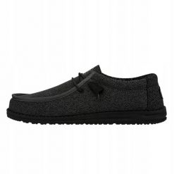 HeyDude Męskie Mokasyny Wally 40019 Sox. Czarne mokasyny Hey dude, bez wzorów, z materiału, bez obcasa, bez zapięcia. Za 199.00 zł.