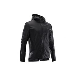 Kurtka przeciwdeszczowa do biegania męska RUN RAIN BREATH czarna. Czarne kurtki KALENJI, m, bez wzorów, z elastanu, bez kaptura. Za 99.99 zł.