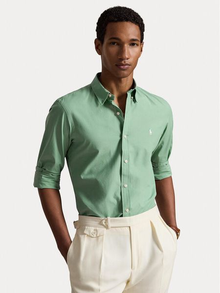 Polo Ralph Lauren Koszula 710929348500 Turkusowy Slim Fit. Niebieskie koszule Polo Ralph Lauren, l, bez wzorów, z bawełny, bez kołnierzyka, bez ramiączek. Za 639.99 zł.