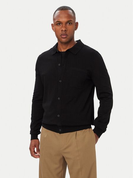 HUGO Kardigan San Jordan 50553663 Czarny Regular Fit. Czarne swetry rozpinane Hugo, l, bez wzorów, z wiskozy, bez kołnierzyka, bez ramiączek. Za 679.99 zł.