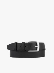 Czarny skórzany pasek. Czarne paski Ryłko, bez wzorów, z jeansu, eleganckie. Za 129.99 zł.