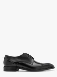 Czarne półbuty z ozdobnym noskiem. Czarne eleganckie półbuty Ryłko, bez wzorów, ze skóry, bez obcasa, bez zapięcia. Za 429.99 zł.