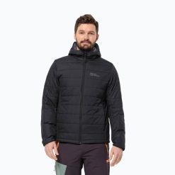 Kurtka puchowa męska Jack Wolfskin Lapawa Ins Hoody. Czarne kurtki Jack Wolfskin, m, bez wzorów, z puchu, bez kaptura. Za 459.99 zł.