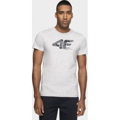 T-Shirt męski TSM214 - chłodny jasny szary melanż. Szare t-shirty 4F, m, bez wzorów, bez kołnierzyka, bez ramiączek. Za 49.99 zł.