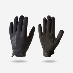 Rękawiczki rowerowe MTB Rockrider oddychające 100. Czarne rękawiczki ROCKRIDER, bez wzorów, z materiału. Za 69.99 zł.