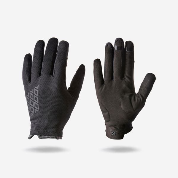 Rękawiczki rowerowe MTB Rockrider oddychające 100. Czarne rękawiczki ROCKRIDER, bez wzorów, z materiału. Za 69.99 zł.