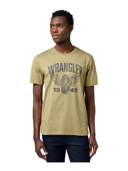 MESKA KOSZULKA WRANGLER AMERICANA TEE ALOE 112371474. T-shirty Wrangler, xl, bez wzorów, bez kołnierzyka, bez ramiączek. Za 79.99 zł.