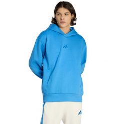 Bluza męska adidas ALL SZN Fleece Hoodie. Niebieskie bluzy Adidas, m, bez wzorów, z bawełny, bez kaptura. Za 195.99 zł.