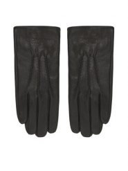 Calvin Klein Rękawiczki Męskie Classic LV04D8034G Czarny. Czarne rękawiczki CALVIN KLEIN, bez wzorów, ze skóry. Za 349.99 zł.