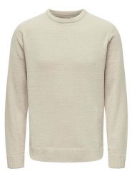 ONLY & SONS Sweter w kolorze beżowym rozmiar: L. Brązowe swetry nierozpinane Only & Sons, l, bez wzorów, z bawełny, bez kołnierzyka, bez ramiączek. Za 88.02 zł.