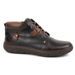 Kampol Buty męskie ocieplane skórzane zimowe 108/K brązowe. Brązowe botki sznurowane na zimę, bez wzorów, bez obcasa, bez zapięcia. Za 484.00 zł.