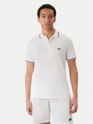 Emporio Armani Polo EM001380 AF20424 U0002 Biały Regular Fit. Białe koszulki polo Emporio Armani, m, bez wzorów, z bawełny, bez kołnierzyka, bez ramiączek. Za 439.99 zł.