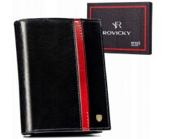 Portfel skórzany Rovicky 22314-RVTP czarny. Czarne portfele ROVICKY, z aplikacjami, ze skóry. Za 77.99 zł.