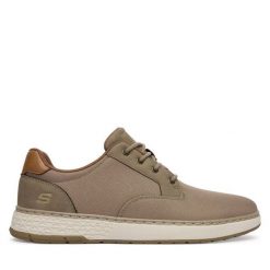 Półbuty Skechers. Brązowe eleganckie półbuty Skechers, bez wzorów, bez obcasa, bez zapięcia. Za 289.99 zł.