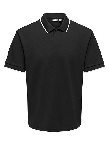 ONLY & SONS Koszulka polo "Onstomon" w kolorze czarnym rozmiar: L. Czarne koszulki polo Only & Sons, l, bez wzorów, bez kołnierzyka, bez ramiączek. Za 78.66 zł.