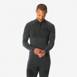 Koszulka termoaktywna narciarska męska Quechua BL 900 wool seamless. Czarne bielizna termoaktywna QUECHUA, na lato, l, bez wzorów, z elastanu, bez ramiączek, narciarskie. Za 269.99 zł.