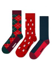 Happy Socks Skarpety antypoślizgowe (3 pary) "Snowman" w kolorze granatowo-czerwonym rozmiar: 41-46. Czerwone skarpety Happy Socks, bez wzorów, prążkowane. Za 92.21 zł.