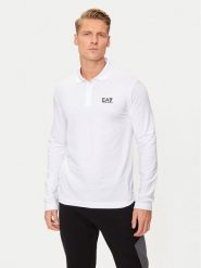EA7 Emporio Armani Polo 8NPF15 PJVQZ 1100 Biały Regular Fit. Białe koszulki polo EA7 Emporio Armani, m, bez wzorów, z bawełny, bez kołnierzyka, bez ramiączek. Za 249.99 zł.